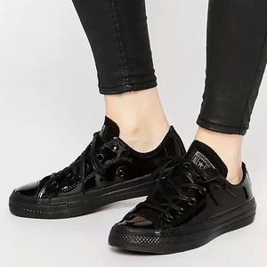 Converse Womens Black All Star Low Patent Leather
